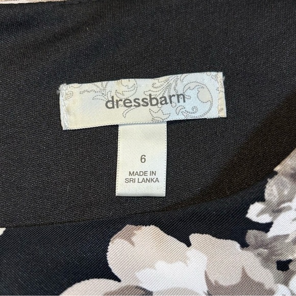 Dress Barn Black/Gray/Cream Floral Pattern Sleeveless A-line Dress - Picture 4 of 10